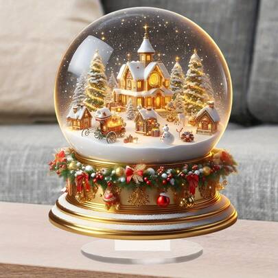 Christmas Santa Claus & Winter Village Acrylic Snow Globe - Versatile Holiday Decor For Home, Car, And Backpack | High-Quality Transparent Ornament