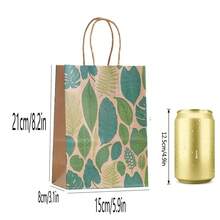 16/24pcs Plant Printed Kraft Paper Christmas Party Gift Bags, Party Favor Bags, Small Gift Bags
