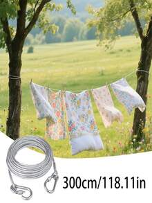 一套不锈钢晾衣绳，便携式免钻孔伸缩室内/室外阳台浴室露营宿舍适用，防锈耐用，抗风承重，用途广泛，节省空间，易于安装，经久耐用，室内外皆宜。 - 銀色 - 查看 6