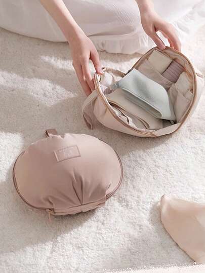 Honey Girl Style Bra Storage Bag, Lightweight, Portable, Multi Compartment Design, Can Effectively Store Bras And Underwear, With Handheld And Hanging Options, Very Suitable For Travel And Family Organization. Travel Storage Bag, Beige Storage Bag, Zipper Closure, Bra Storage Storage Bag, School Grade Chest Storage Bag