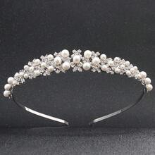 Faux Pearl Rhinestone Hairband Headband Party Favor Decorations Princess Tiara Wedding Birthday Cosplay Costumes Hair Accessories