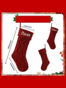 1pc,2025 Family Christmas Stockings, Personalized Christmas Stocking, Embroidered Xmas Stockings, Holiday Stocking, Monogram Stocking Ornament - Multicolor - View 2