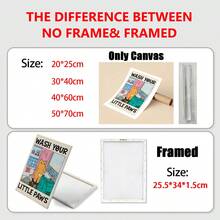 1 cartellone murale in tela, Lava le tue zampine, cartellone con uno stile artistico unico che raffigura un gatto vicino al lavandino, adatto per la decorazione artistica in camere da letto, soggiorni o appartamenti. Include regali di murali senza cornice o con cornice, estetica per la decorazione della stanza, decorazione della parete, decorazione vintage della stanza e raffinata decorazione della parete.