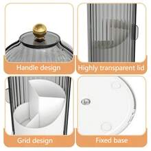 Caja de almacenamiento de maquillaje giratoria de 360°, transparente, caja de almacenamiento de escritorio, soporte para brochas de maquillaje, soporte para bolígrafos de escritorio, decoración del hogar, colgante de baño, caja de almacenamiento de maquillaje a prueba de polvo y resistente al agua, adecuada para tocador, baño, dormitorio, escritorio