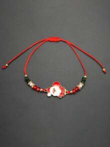 6 Stücke Weihnachts-Element Cartoon süße Armband Set, inklusive Weihnachtsmann, Weihnachtsbaum, Rentier, Schneemann, Glocke, handgemachte Perlenarmreifen, perfekt für Weihnachtsoutfit und Geschenke