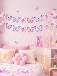 1 Set Schmetterling Hängebanner, Baby-Shower Banner, Baby-Shower Mädchen Wimpelkette Kranz Deko, Geburtstags Party Banner, Taufe Dekoration, Gender Reveal Deko, 1. Geburtstag Deko, Schmetterling Geburtstags Party Hintergrund Dekoration, Neugeborenen Baby Familien Party Zubehör, Geburtstags Hänge Ornamente