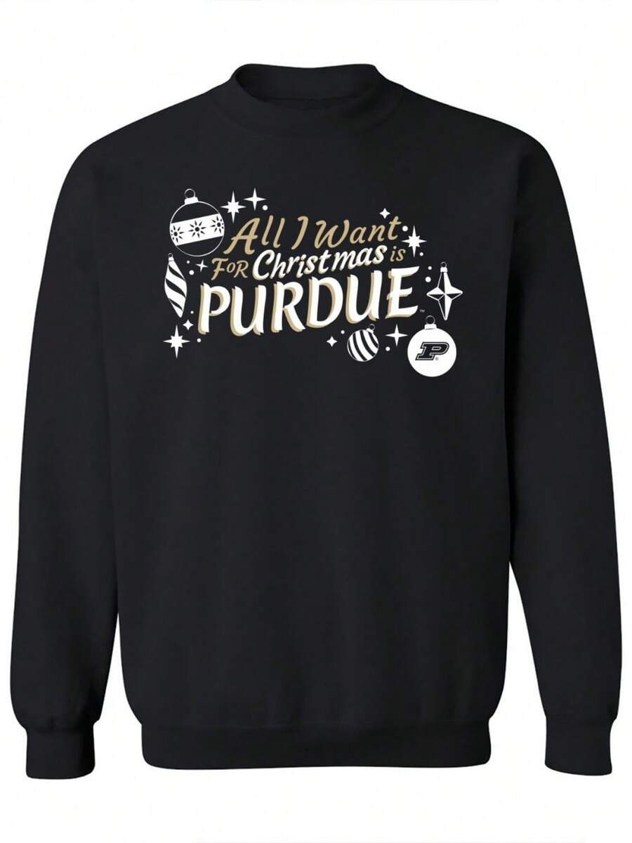 All I Want For Christmas Is Purdue - Purdue Crewneck Sweatshirt - Black - màu đen - Xem 1