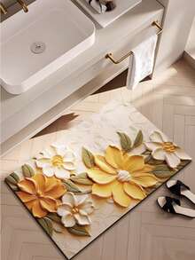 1/3 Stück rutschfeste, saugfähige Badezimmermatte, Silikonmatte, Retro-Muster Badezimmer, U-förmige Toilettenvorlage, saugfähige Fußmatte für das Waschbecken, 2,5 mm Dicke Weihnachtsdekoration Küchenteppich