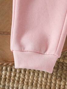 2 Stücke Baby Mädchen Erdbeere Stickerei Thermisch gefütterte Sweatshirt und Hose Set, süße Vintage Streetwear für Outdoor-Aktivitäten