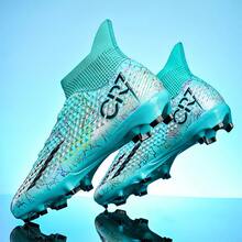 Men Soccer Cleats For Women High Top Outdoor Footall Boots Ankle Professional Training Shoes - Green - View 3