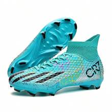 Men Soccer Cleats For Women High Top Outdoor Footall Boots Ankle Professional Training Shoes - Green - View 1