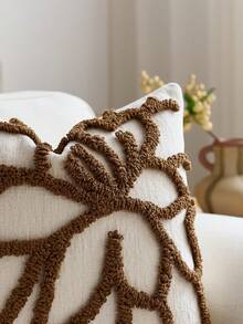 1pc, Nordic Ins Style Embroidered Throw Pillow Sofa Bed Head Cushion Waist Pillow Tufted Tassel Bay Window Futon Throw Pillow 45 * 45cm - Brown - View 3