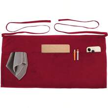 Delantales con 4 bolsillos disponible en 3 unidades unidades 23.5x 11.5 pulgadas - 1 paquete de delantal de cocinero, rojo vino - Ver 2