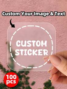 1-240 etiquetas personalizadas - Pegatinas cuadradas personalizadas con cualquier diseño, imagen, logotipo o texto, pegatinas impermeables, etiquetas de agradecimiento personalizadas, personalización colorida, personalización, escuela, hogar, oficina, calendario festivo - Blanco - Ver 48