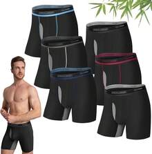 IGOLUMON Boxer Hombre 6 Piezas Calzones De Hombre Transpirables Boxer Hombre Bambu Ropa Interior Hombre Boxer Deportivos Hombre con Bragueta - 2*N 1*azur N 1*gris N 1*azul marino N 1*dátil N - Ver 8