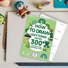 How To Draw Anything: 300 Drawings Of Adorable Things, Animals, Food, Gifts | Book For Kids,Back To School,School Supplies - Blue - View 7
