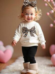 1pc Baby Girl Casual Printed Crew Neck Pullover Sweatshirt, Autumn/Winter , Adorable Baby Brings Joy And Happiness To Every Child! - Apricot - View 7