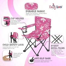 - Silla plegable para nios, color rosa y blanco, para playa, otoo, campamento, con cerradura de , funda de transporte y portavasos flores, para nias pequeas, interior y - Rosado/Blanco - Ver 5