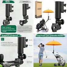 10L0L Heavy Duty Golf Push Cart Umbrella Holder Upgraded Aluminum Base 180 Degrees Adjustable Angle Golf Push Cart HolderUniversal For Stroller/Wheelchair/Bike - CarbonLeatherBlack - View 1