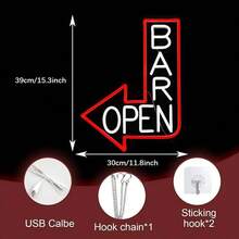 [Insegna al neon, dimmer] Insegna al neon "Bar Aperto" alimentata a USB - Dimmer, luce decorativa da parete per bar, man cave, feste e altro