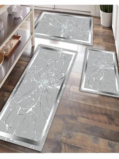 Alfombra de cocina con diseño de mármol degradado y forro antideslizante, adecuada para el fregadero, dormitorio, sala de estar y comedor - Fácil de limpiar, lavable a máquina.