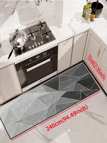一塊具高端質感和簡單拼接圖案的矽膠泥廚房地墊，輕奢時尚風格，具有緩衝和減輕疲勞的作用。該墊吸水快干，防滑，由簡單矽膠泥和柔軟橡膠製成。適用於廚房、浴室、門廊、洗衣房等場所，可用於室內裝飾。