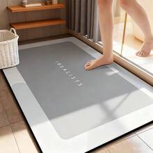 Super Absorbent Bathroom Floor Mat - Quick-Drying And Non-Slip, Soft Carpet Suitable For Shower Room, Kitchen, Living Room, RV, Fast-Absorbing Modern Bathroom Decorative Mat, Geometric Pattern, Comfortable Texture Home Accessories, Halloween/Christmas/Thanksgiving Decorative Floor Mat - 淺灰色 - 查看 10
