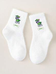 1/5双 儿童时尚保暖袜 可爱卡通骨头学生袜 可定制狗狗名字，男童保暖袜，女童保暖袜，校服袜，女童校服袜，毛绒袜，圣诞袜，女士袜，加厚毛绒袜，冬季袜，秋季袜，宽松袜，长筒袜，秋装，白色袜子，黑色袜子 - 白色 - 查看 8