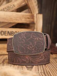 1pc Men's Bohemian Western Cowboy Style Steer Head Embossed Buckle Retro Camel PU Leather Belt Summer, School Fall, Autumn, Halloween Autumn-Winter Accessories,Suitable For Teens, Youth,Men,Casual, Outdoor, Athletic, Vacation, Graduation Gifts, Birthday, Daily Wear - As Shown - View 15