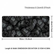 1 件美元图案鼠标垫，大号游戏鼠标垫，多尺寸键盘桌垫，带缝边，适用于办公桌、家庭办公室，鼠标垫桌面配件 - 彩色 - 查看 14