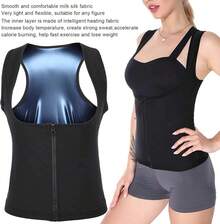 Chaleco Sauna para Mujer, Chaleco de Sudor, Camiseta sin mangas de sauna con corsé delgado,  para Mujer Gym, Corsé de entrenador de cintura, Chaleco con cremallera Reducir Cintura Abdomen (S/M) - 2XL / 3XL - Ver 10
