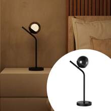 Modern Tilted Table Lamp With Switch And 10cm Glass Globe Home And House Decoration For Living Room, Bedroom, Headboard - 黑球煙 - 查看 5