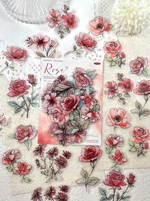 20pcs/Pack Vintage Floral Rose Plant PET Stickers, Scrapbooking DIY Decorative Stickers For Planner, Album - Multicolor - View 16