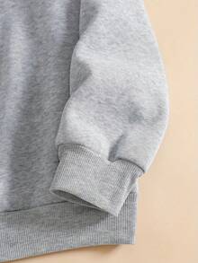 Women'S Plus Size Polyester Sweatshirt, Wicked Inspired Cartoon Bow Print, Crew Neck Casual Pullovers, Slight Stretch Knit Fabric, 220g/M², Fall/Winter Fashion - Grey - View 3