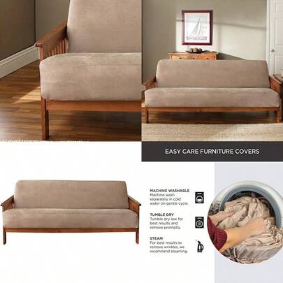 SureFit Soft Suede 1 Piece Futon Slipcover In Taupe
