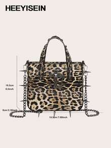 HEEYISEIN-Damen Y2K Leopard Nieten Schnallen Schultertaschen Punk Doppelriemen Clutch Geldbörsen