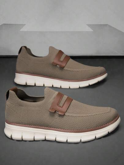 大码男士乐福鞋网眼运动鞋，轻便透气休闲鞋，时尚舒适一脚蹬鞋