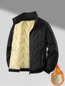Men's Winter Fashion New Style Thermal Lined Coat, With Pockets, Zipper, Comfortable Fabric, Suitable For Daily Life, Work, Travel, Running, Leisure, Office, Fitness, Outdoor Wear.