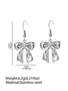 Gold Plated Bow Women Earrings 1 Pair French Art Fashion Accessories Suitable For Women Fit For Holiday Banquet Wear