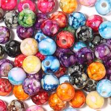 Acrylic 8mm Multi-Color Painted Pattern Round Beads - 100pcs For Jewelry Making, DIY Bracelet, Necklace, Phone Chain Craft Supplies