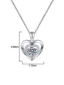 BLOVEMEE 1 buc colier elegant de lux din argint 925 cu moissanit de 1 carat și 6,5 mm, cu pandantiv în formă de inimă, potrivit pentru purtarea zilnică a femeilor, petrecere, vacanță, Ziua Îndrăgostiților, Ziua Mamei, Crăciun, cadou de ziua de naștere