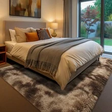 Sour Lemon Deep Pile Carpet Gray Carpet Living Room 120x160 Washable Anti-Slip Extra Large Carpets Bedroom Fluffy Modern Carpets Mat Carpets For Bedroom Room - Màu nâu - Xem 7