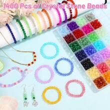 1 Box 28 Colors 6mm Solid Color & Ombre Glass Beads, Jewelry Making Kit