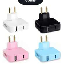 adaptador de tomada com portas USB e USB-C, geralmente usado para carregar dispositivos eletrônicos. - Multicolorido - Visão 7
