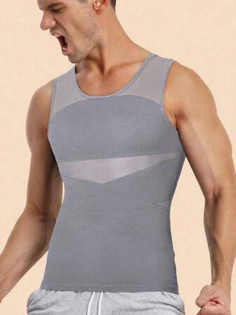 Men's Slimming Compression Shirt - Tummy Control Workout Tank Top, Body Shaper Vest, Tight Fitness Undershirt