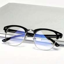 Anti-Blue Light Glasses - Black Metal Frame Anti-Fatigue Lenses, Modern Y2K Computer Glasses Unisex, Lightweight Metal Frame Compatible With Smartphones, Tablets, Laptops - Office, Gaming, Daily Use, Tech-Friendly Design, Fashionable Durable Glasses, Office Accessories, Sturdy Hinges, Exclusive For Digital Users - Black - View 8
