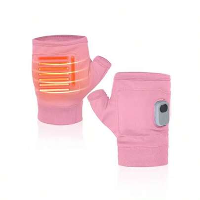 3-Gear Adjustable Heated Gloves, Outdoor Office Portable Half-Finger Design, 45°C/50°C/55°C Temperature, Winter Warm, Type-C Rechargeable Heating Gloves, Unisex Winter Warm Gloves, 3-Layer Fabric Design, Fast Heating & Heat Retention