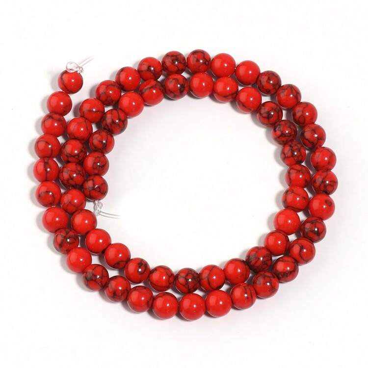 1pc Natural Red Turquoise Round Beads 4/6/8/10/12mm, Fashion Denim Christmas Red DIY Beading, Suitable For Making Bracelets, Necklaces, Jewelry, Couples Bracelets, Phone Chains, Keychains, Wholesale Beads - Red Turquoise - View 12