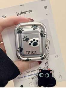 Matte Dual-Ring Cat Claw Earphone Case, Compatible With AirPods 1/2, 3, 4, Pro, Pro 2, Pro 3, Dual-Ring Matte Silver Shell Compatible With Apple - Clear - View 8