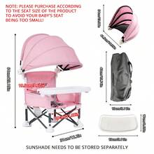 Portable Children's Dining Chair,  Easy Clean Toddler Booster Seat,  Detachable Plate Baby Feeding Seat With Safety Belt, Metal Frame For Stability, Pink - Pink - View 3